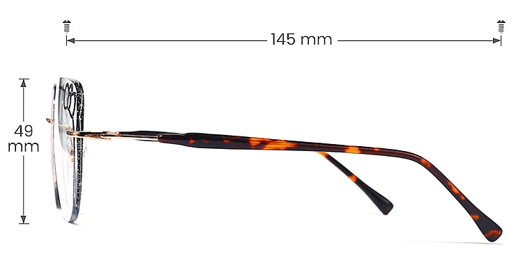 Kitty black warm tortoise   Metal  Eyeglasses, size view