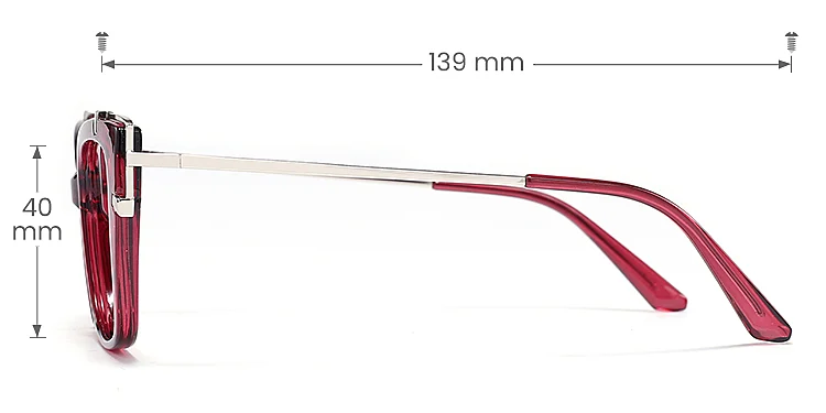 Loup red   Plastic  Eyeglasses, size view