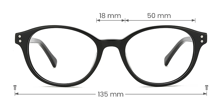 Brenda black   Acetate  Eyeglasses, size view