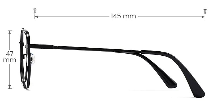 Logan black   Metal  Eyeglasses, size view