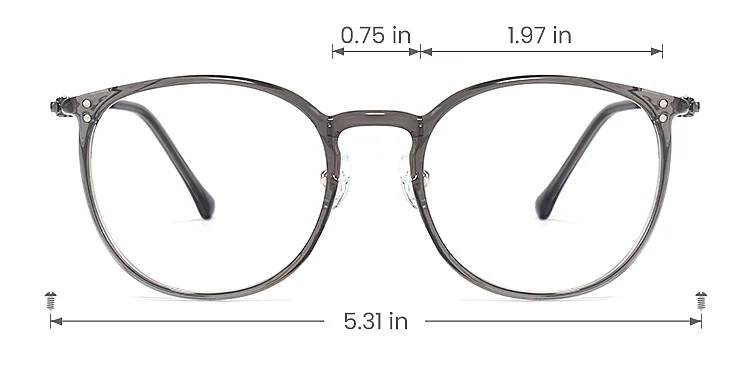 Slate grey   Plastic  Eyeglasses, size view