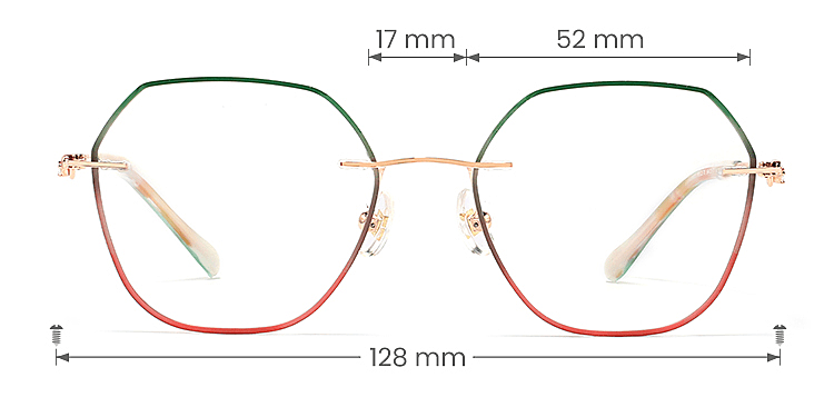 Kila green pink   Metal  Eyeglasses, size view