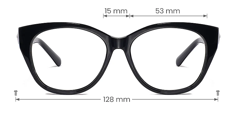 Anahi black   Acetate  Eyeglasses, size view