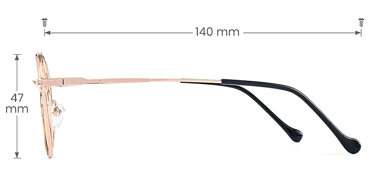 Batt rose gold   Metal  Eyeglasses, size view