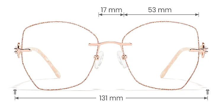 Glitter rose gold   Metal  Eyeglasses, size view