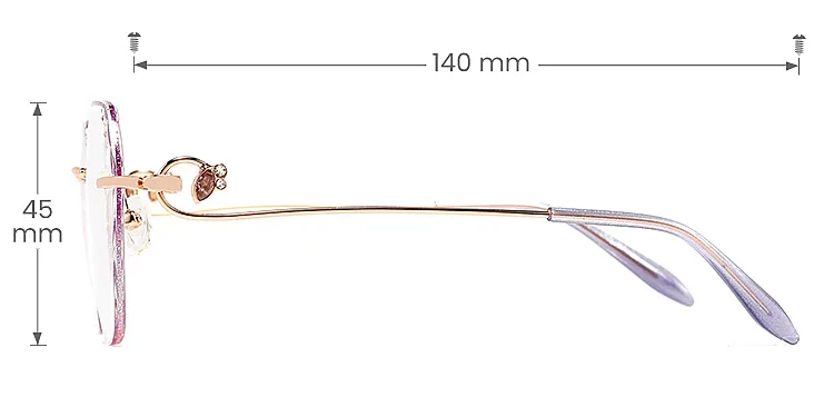 Grey Purple purple pink   Metal  Eyeglasses, size view