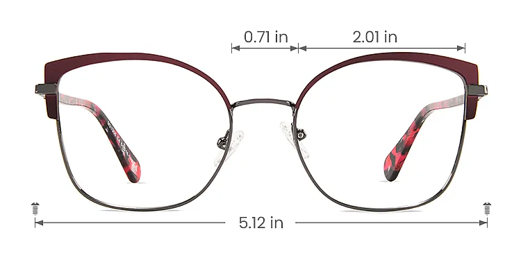 Heather red   Metal  Eyeglasses, size view