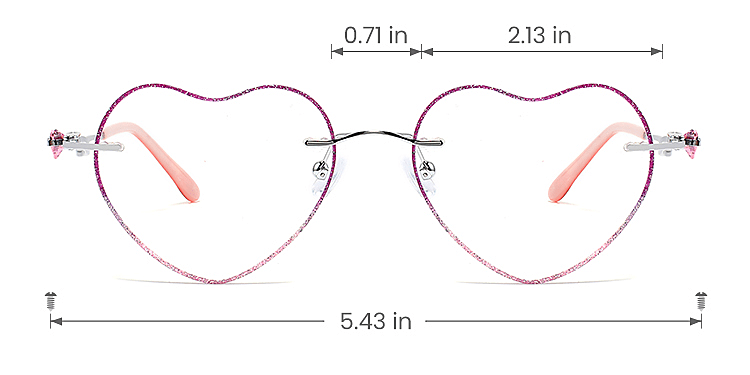 Sweetheart purple pink   Metal  Eyeglasses, size view