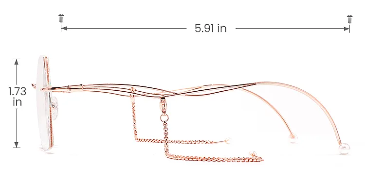 Bling rose gold   Metal  Eyeglasses, size view
