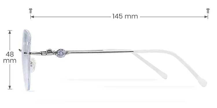 Kary silver   Metal  Eyeglasses, size view