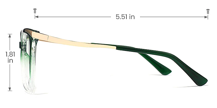 Sine dark green clear   Plastic  Eyeglasses, size view