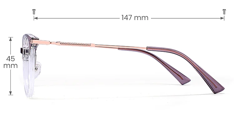 Koy purple clear   Plastic  Eyeglasses, size view