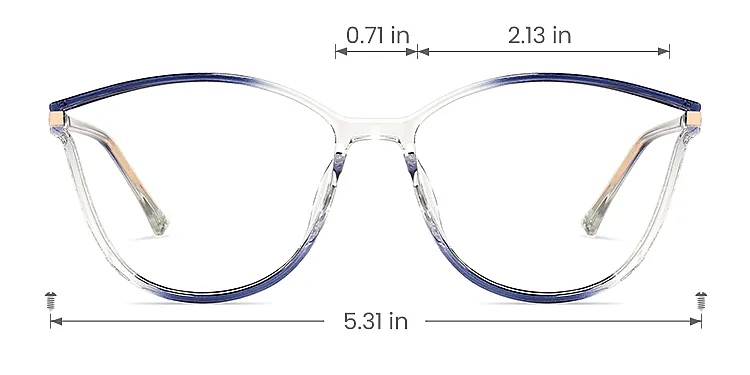 Darleen blue clear   Plastic  Eyeglasses, size view