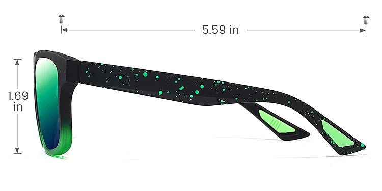 Cedric black green   TR90  Sunglasses, size view