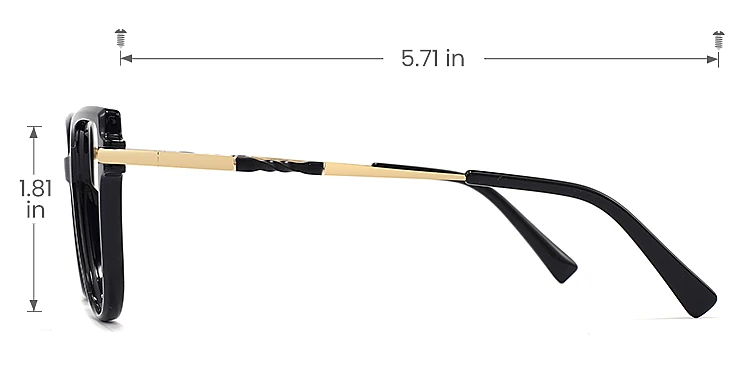 Luxury black   Plastic  Eyeglasses, size view
