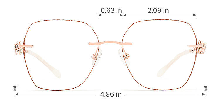 Shine rose gold   Metal  Eyeglasses, size view