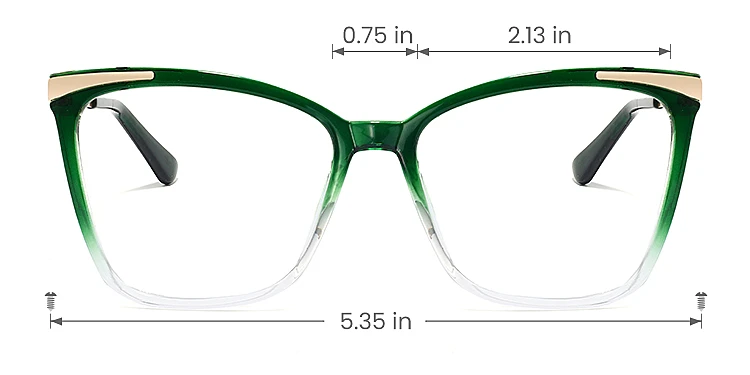 Sine dark green clear   Plastic  Eyeglasses, size view