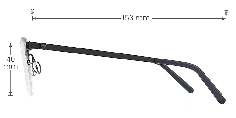 Hatem grey gun   Plastic  Eyeglasses, size view