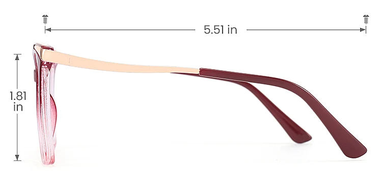 Sine red pink   Plastic  Eyeglasses, size view