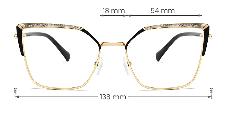 Harlee black gold   Metal  Eyeglasses, size view