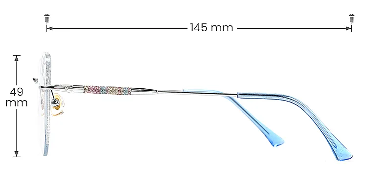 Kitty silver blue   Metal  Eyeglasses, size view