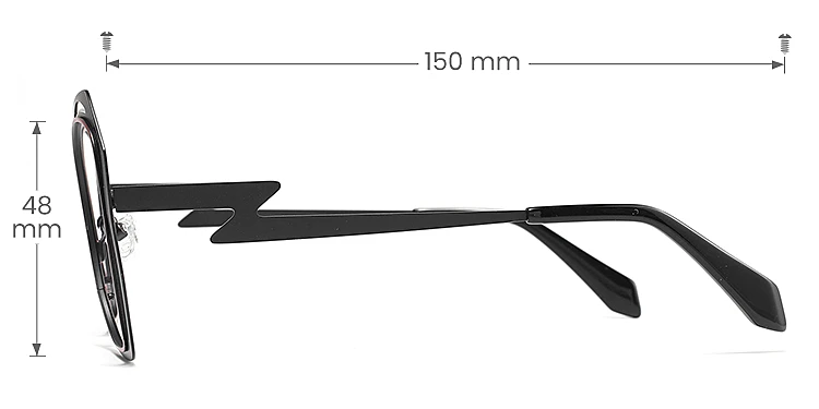 Emilee black brown   Metal  Eyeglasses, size view