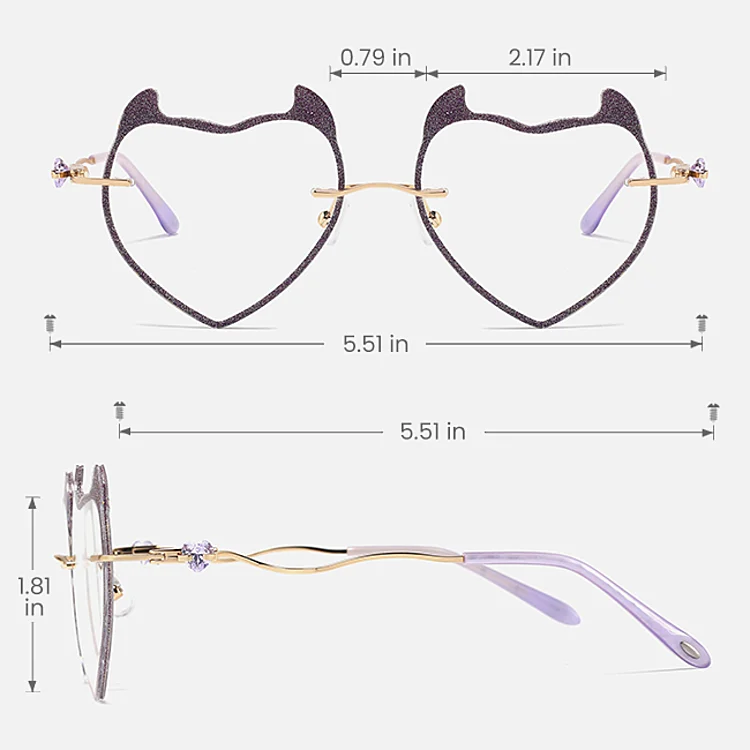 Deer purple   Metal  Eyeglasses, size view