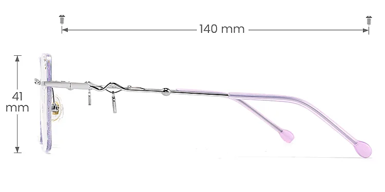 Lil silver lavender   Metal  Eyeglasses, size view