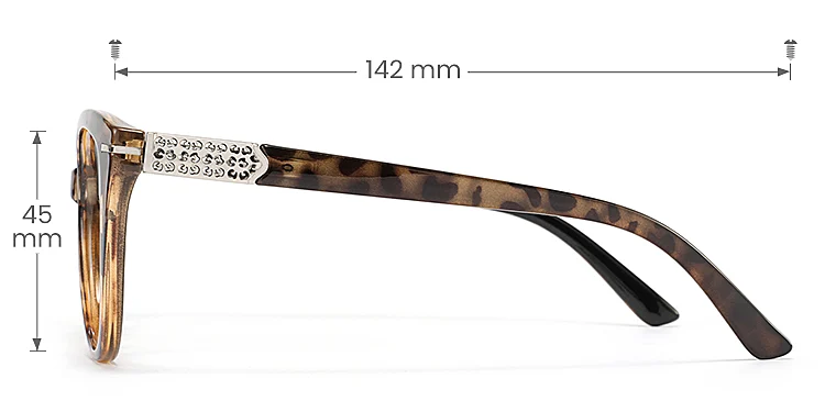 Xenia brown tortoise   TR90  Eyeglasses, size view