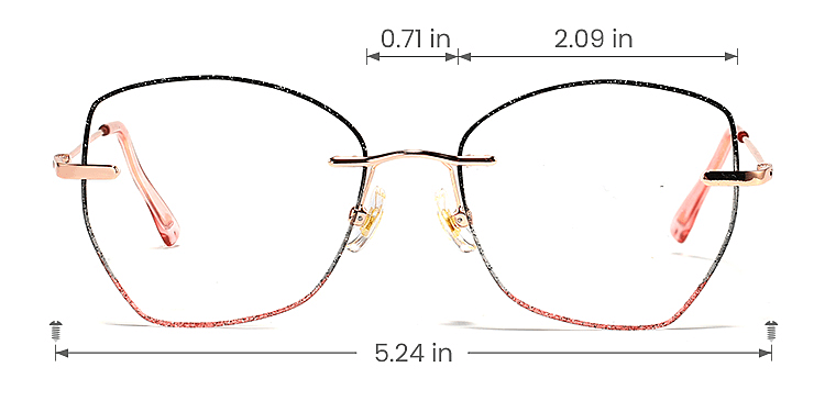 Athena black pink   Metal  Eyeglasses, size view