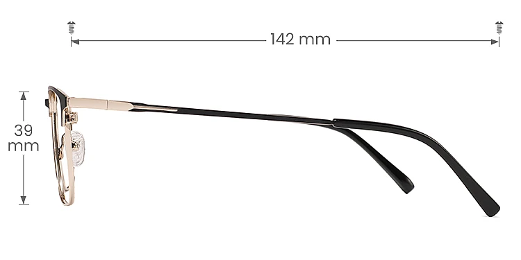 Vito black gold   Metal  Eyeglasses, size view