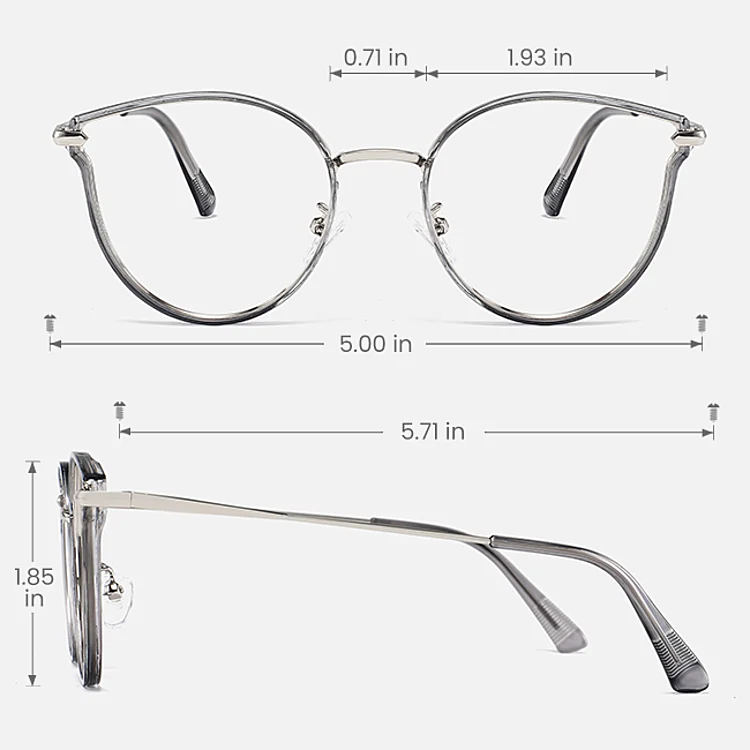Clem grey   Plastic  Eyeglasses, size view