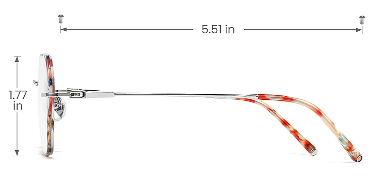 Efia colorful   Metal  Eyeglasses, size view