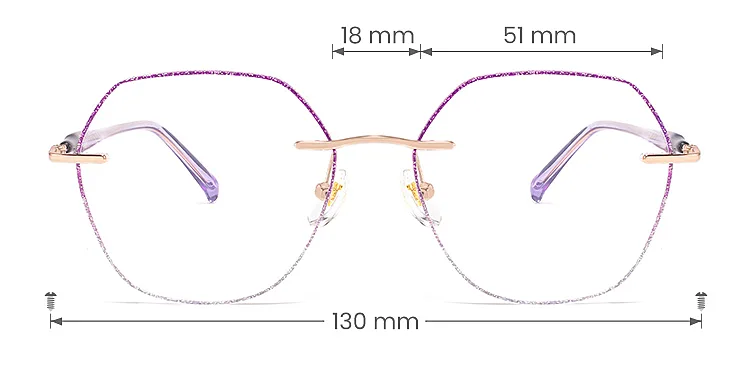 Kato purple silver   Metal  Eyeglasses, size view