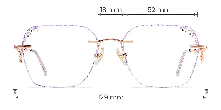 Lil rose gold purple   Metal  Eyeglasses, size view