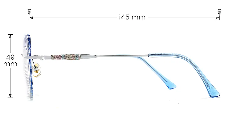 Kitty blue   Metal  Eyeglasses, size view