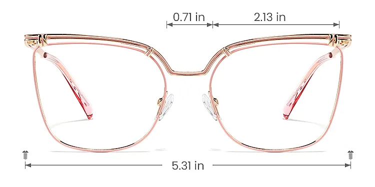 Dafne pink   Metal  Eyeglasses, size view