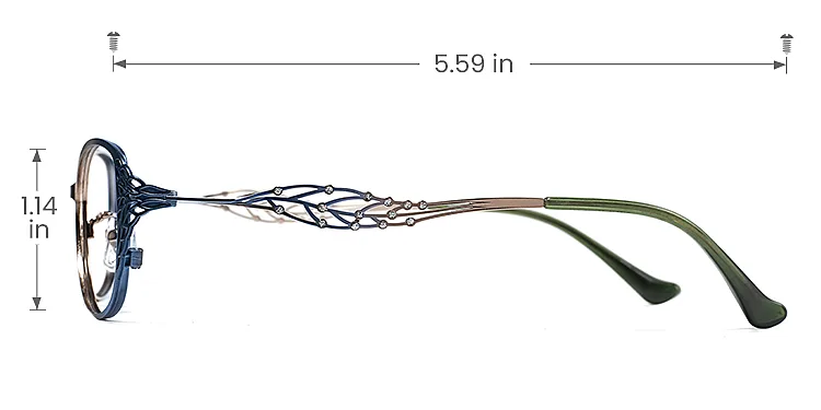 Leaf blue gold   Metal  Eyeglasses, size view