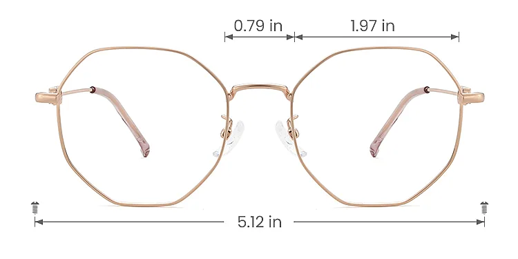 Megan rose gold   Metal  Eyeglasses, size view