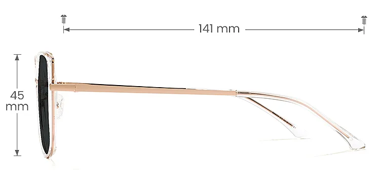 Arya clear   Metal  Sunglasses, size view