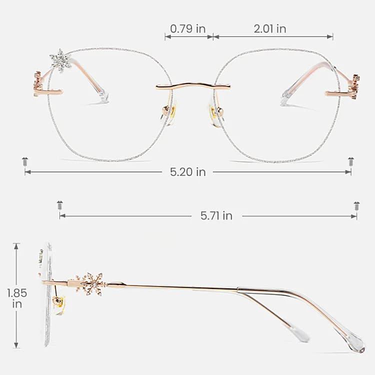 Snow silver   Metal  Eyeglasses, size view