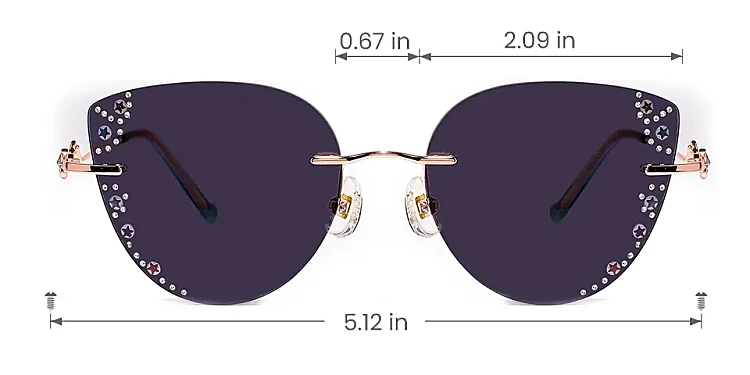 Twinkling star rose gold   Metal  Sunglasses, size view