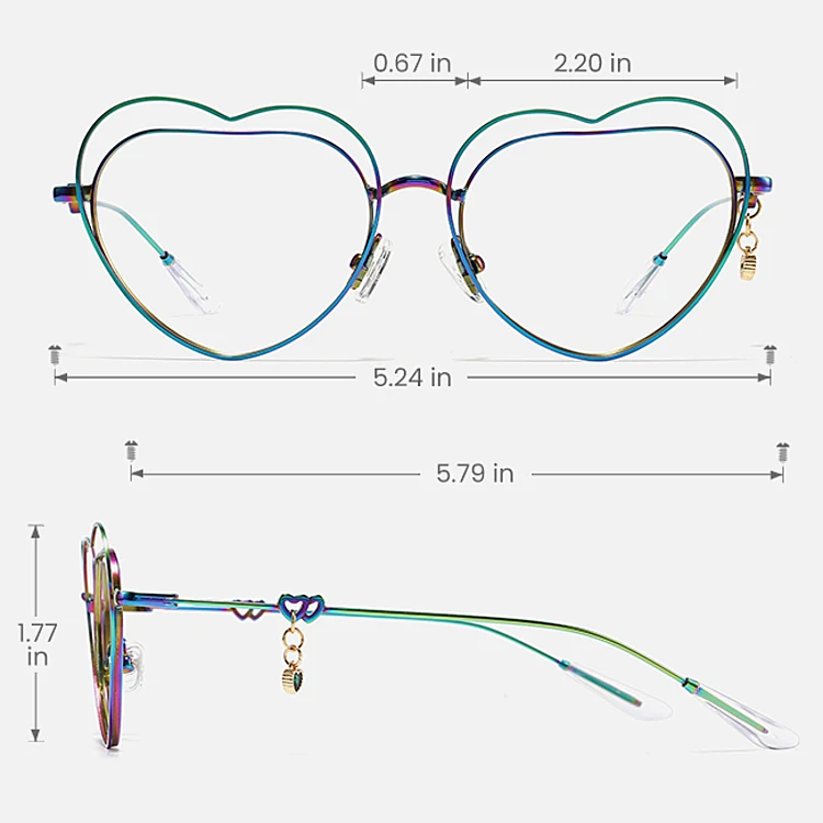 Heart multicolor   Metal  Eyeglasses, size view