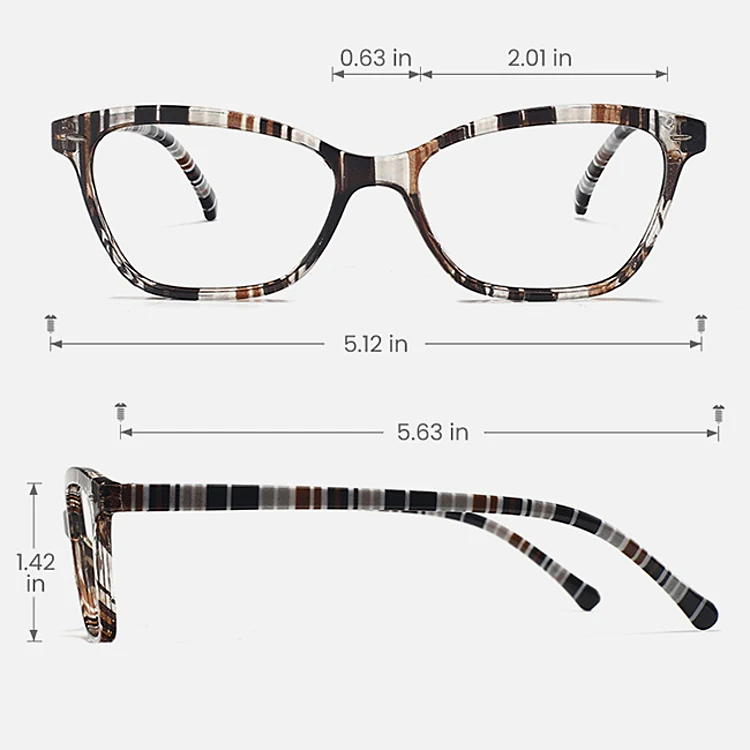 Evadne brown striped   Plastic  Eyeglasses, size view
