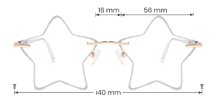 5 Stars silver   Metal  Eyeglasses, size view