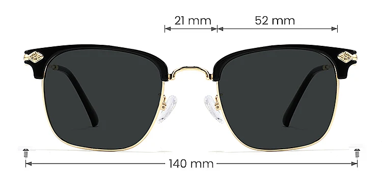 Emeka black gold   Metal  Sunglasses, size view