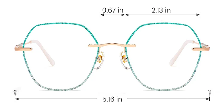 Gem gradient green   Metal  Eyeglasses, size view