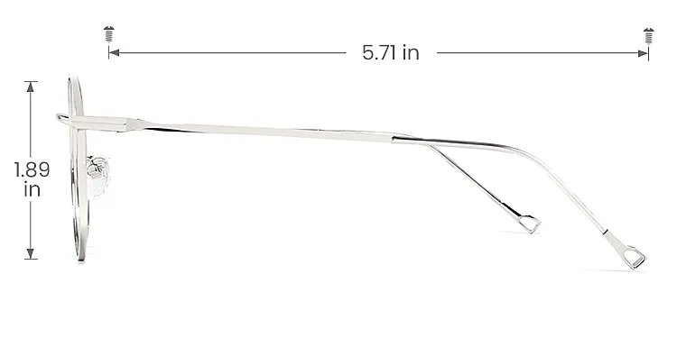 Yates silver blue   Metal  Eyeglasses, size view