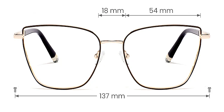 Aiko black   Metal  Eyeglasses, size view