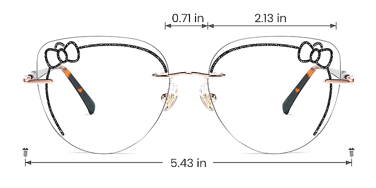 Kitty black warm tortoise   Metal  Eyeglasses, size view